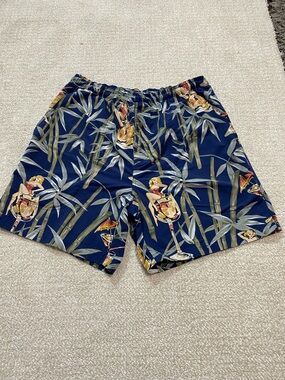 Tommy Bahama Navy Tropical Pin-Up Swim Trunks Size L 100% Nylon